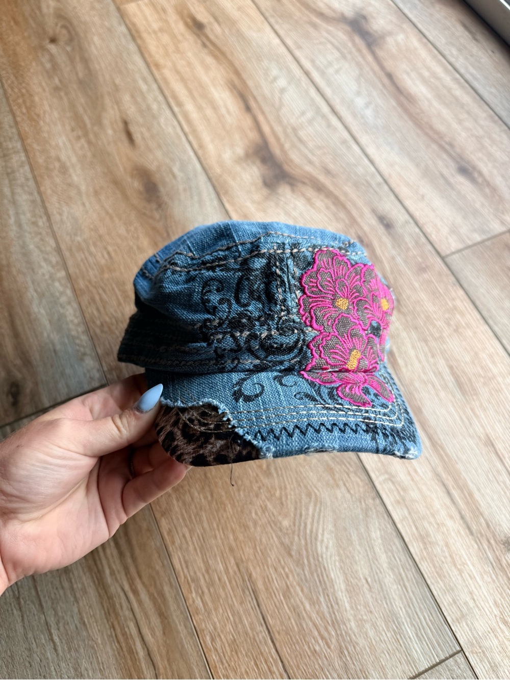 West Way Y2K Boho Western Denim Trucker Hat 🩷🌸